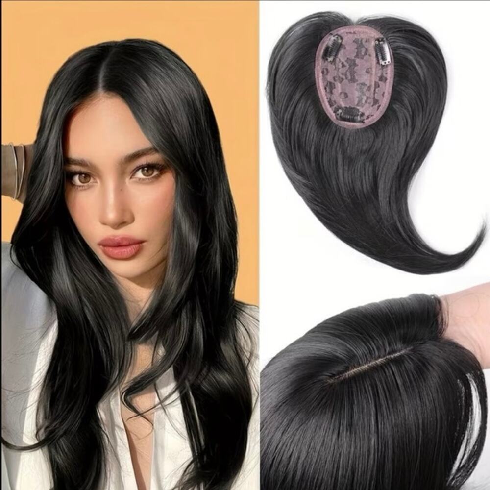 12" Straight Hair Topper for Women with 3 Clips, Synthetic